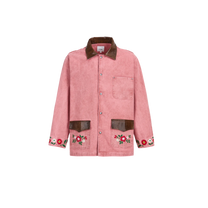 Canvas Embroidered Work Jacket Vintage Salmon