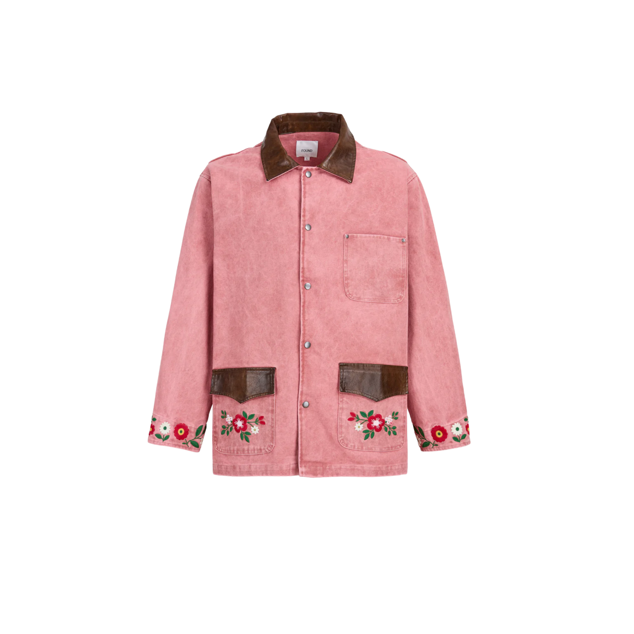 Canvas Embroidered Work Jacket Vintage Salmon