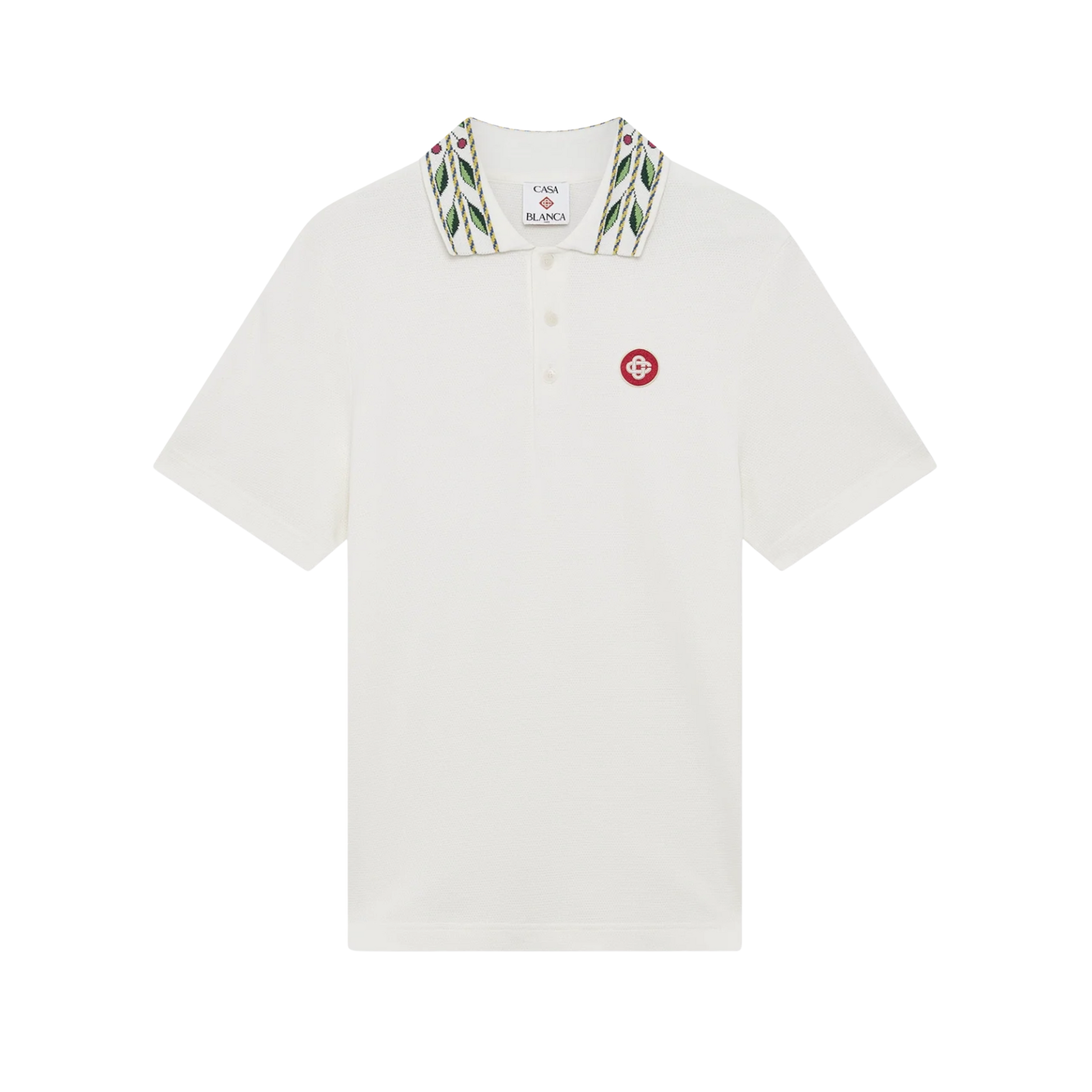 Classic Laurel Pique Polo White