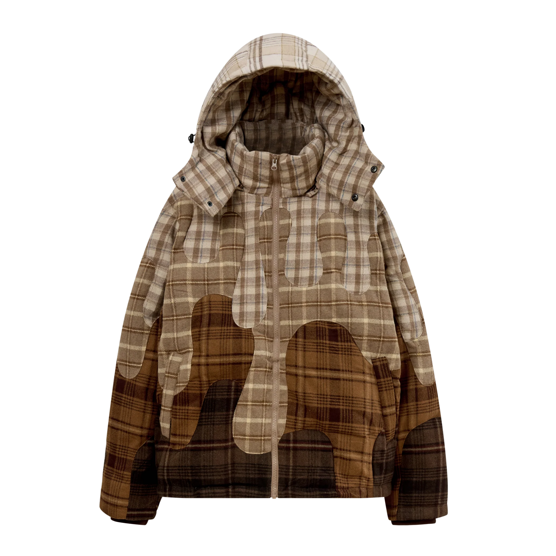Neapolitan Flannel Puffer Jacket Brown