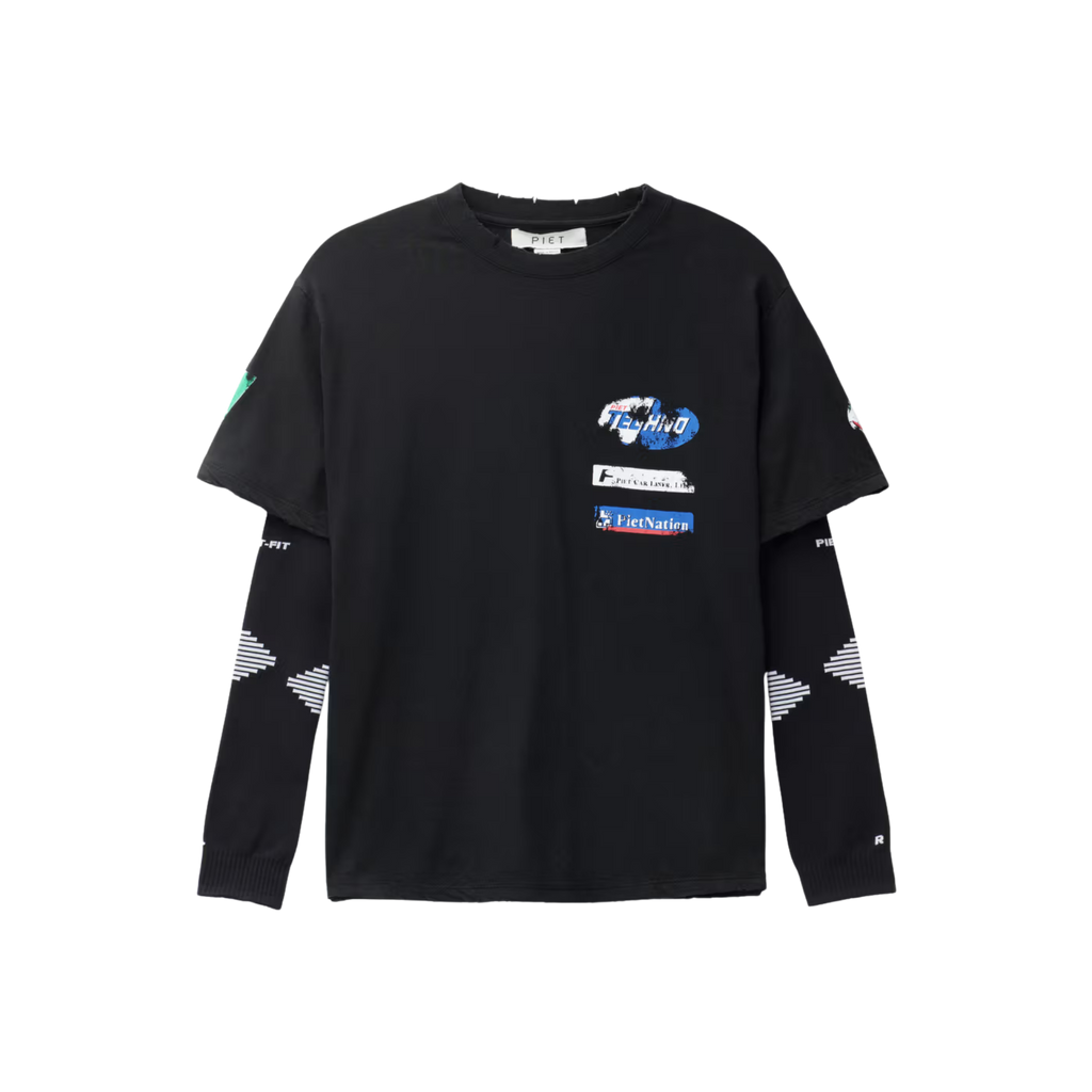 Piet F.C. Knitted Sleeve T-shirt - Vintage Black/Black
