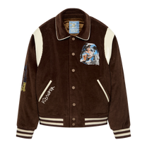 Washed Corduroy Embroidered Faces Jacket