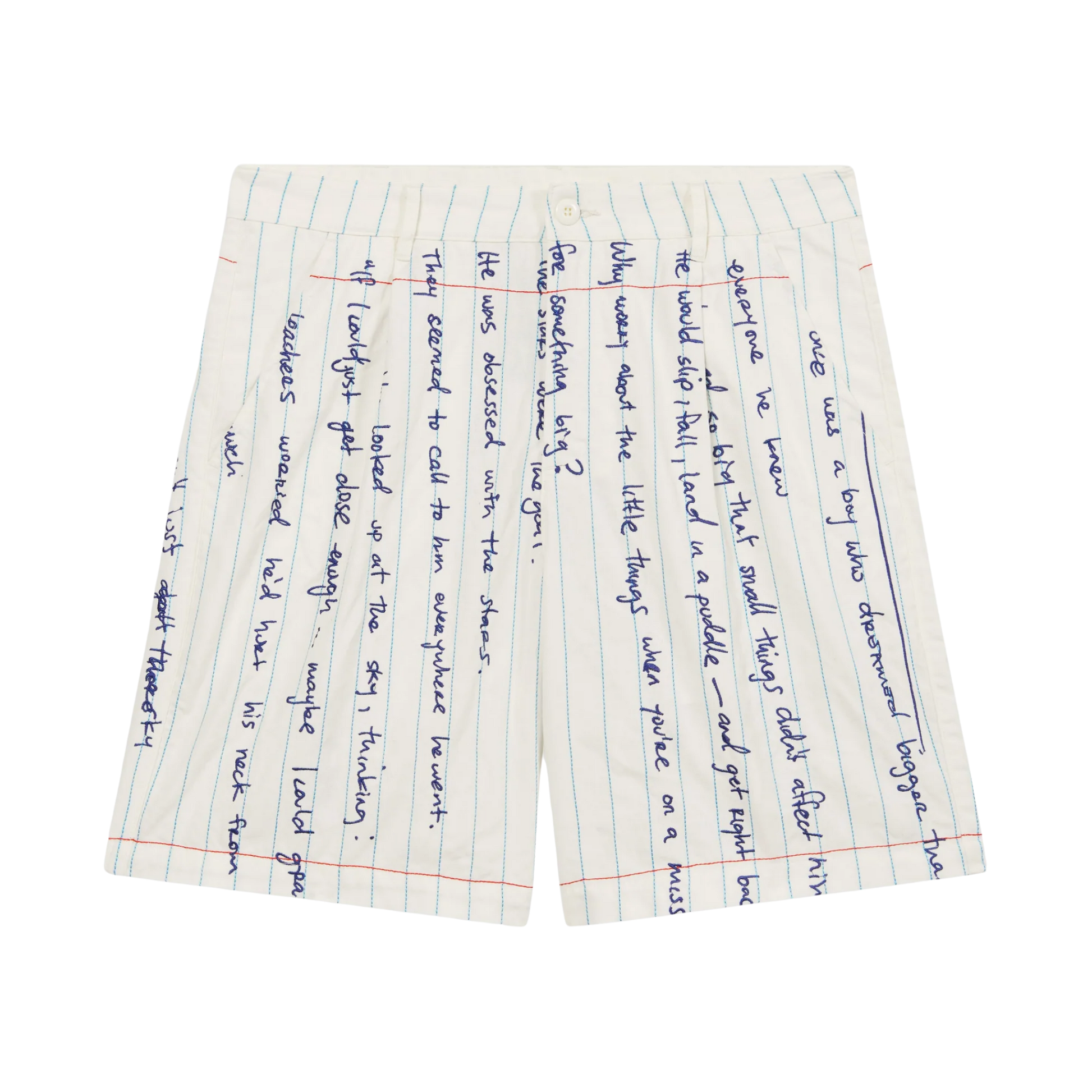 Paper Handwriting Pleated Short White