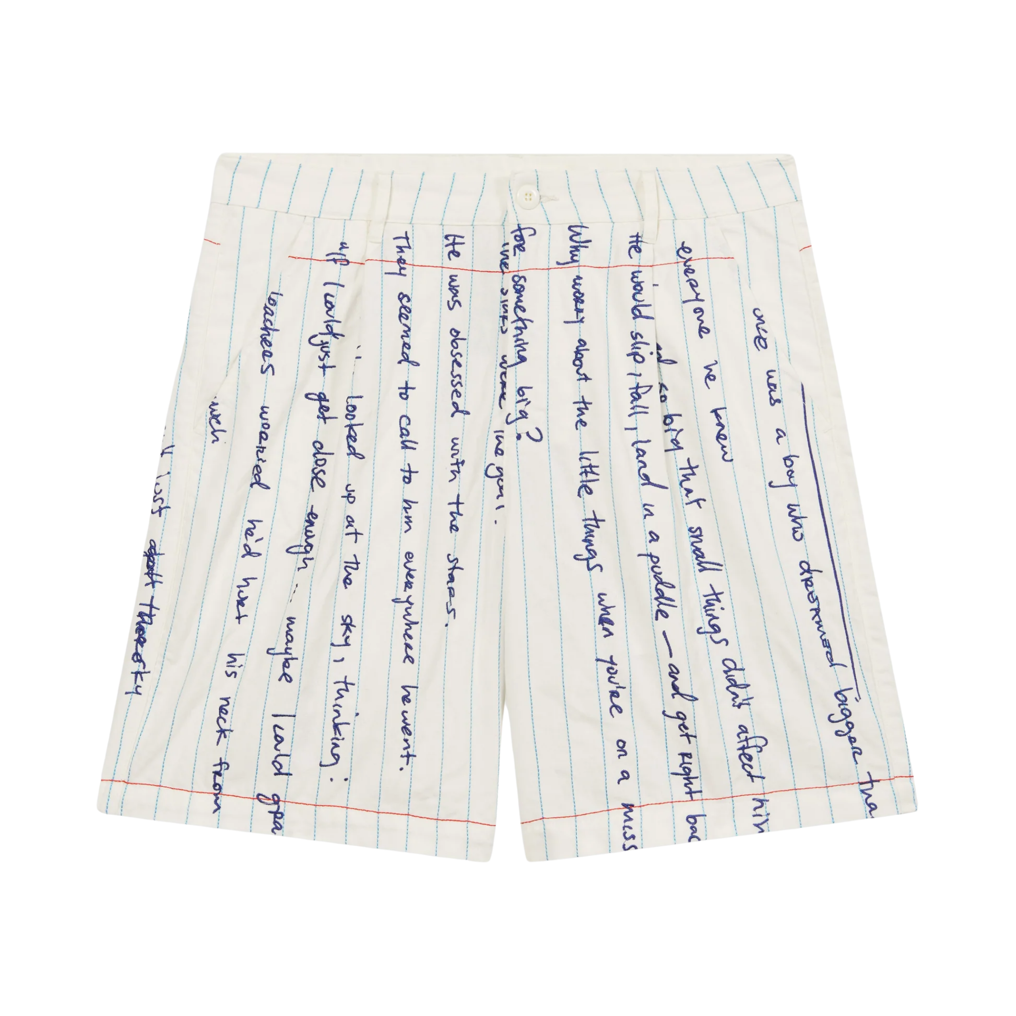 Paper Handwriting Pleated Short White