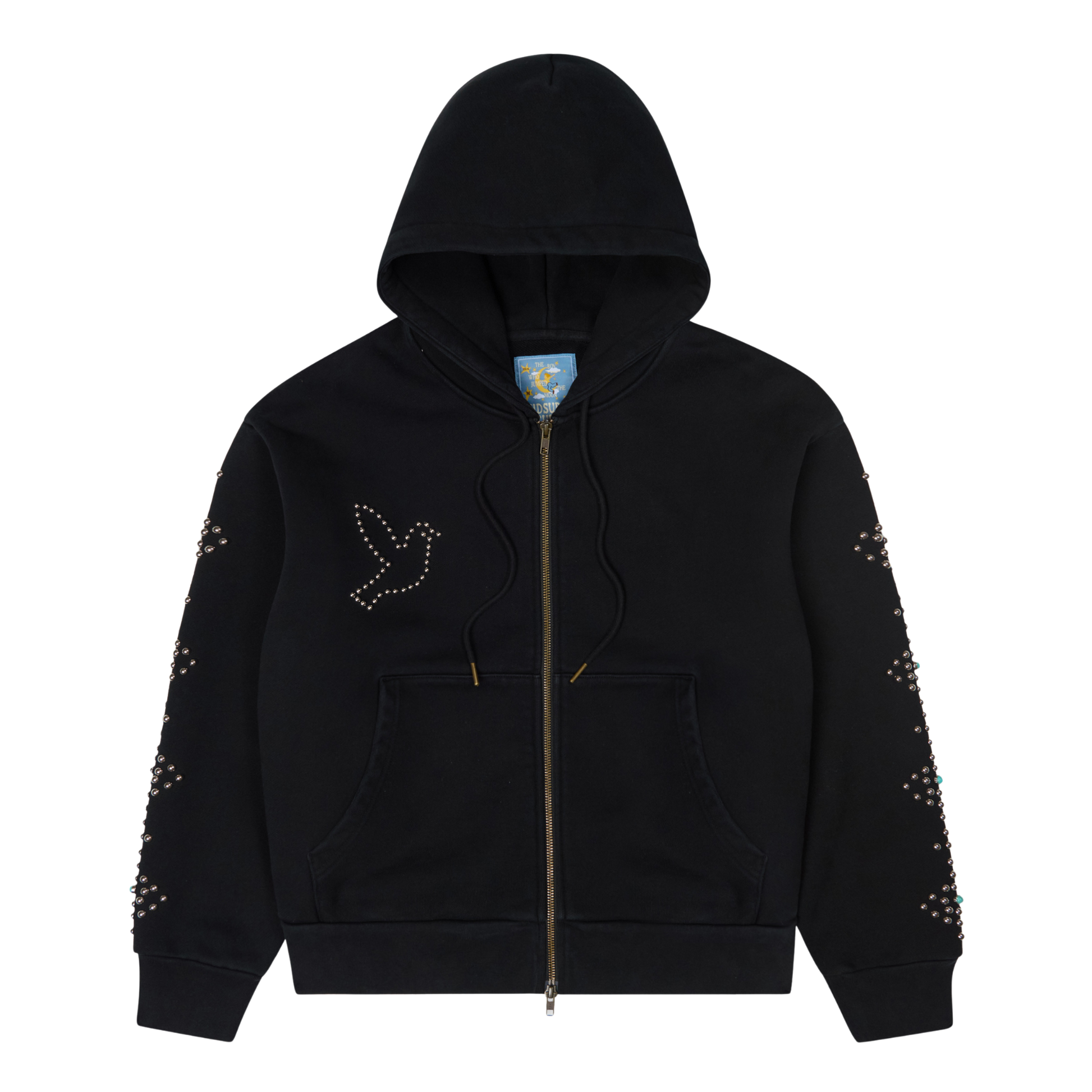Dove &amp; Eye Studded Hoodie Black