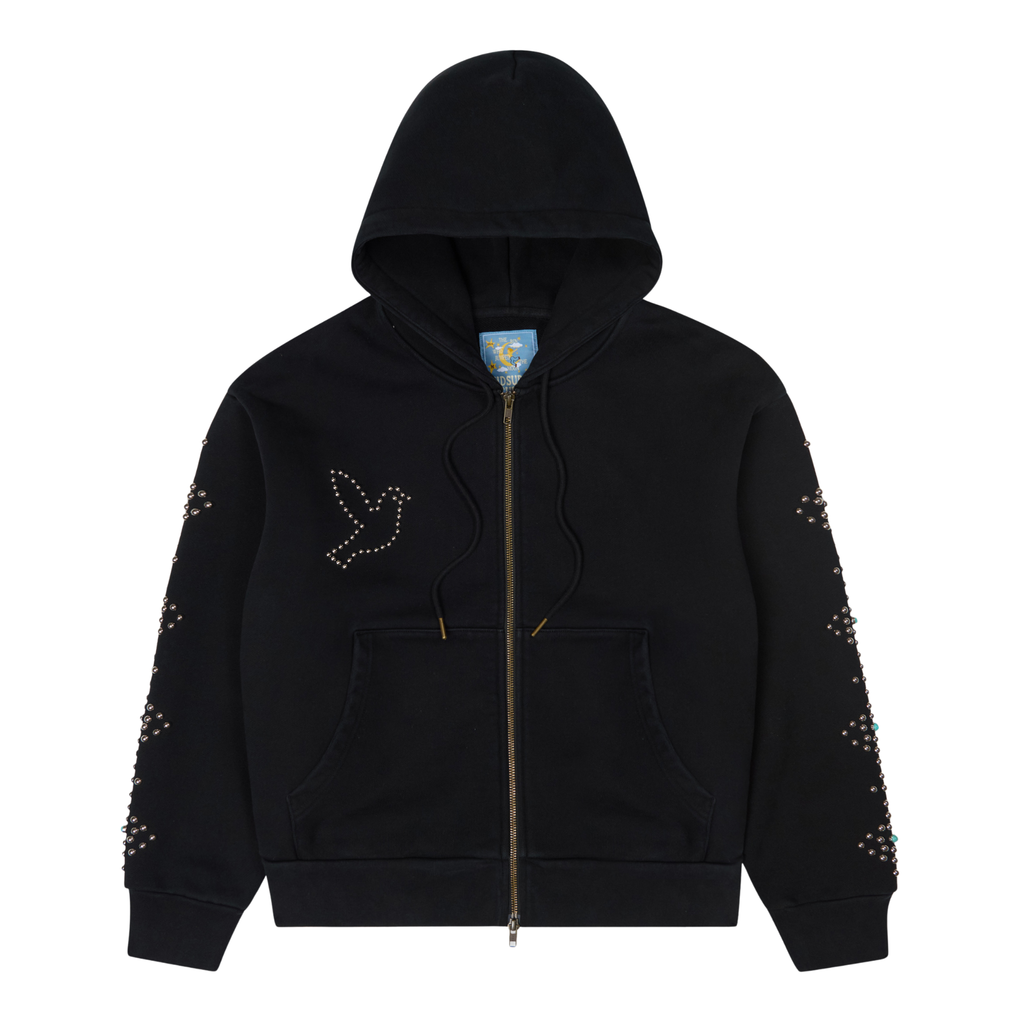 Dove &amp; Eye Studded Hoodie Black