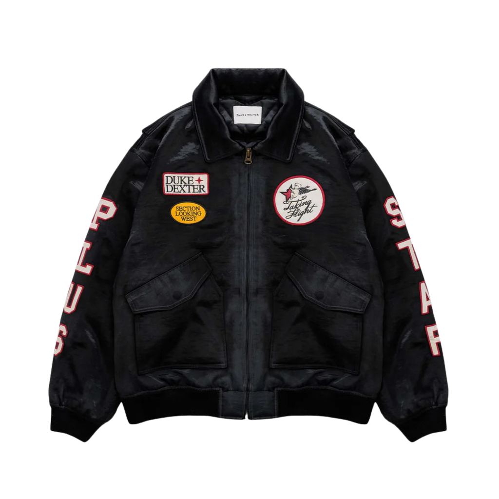 PLUS BLACK SATIN BOMBER JACKET