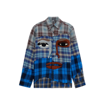 Face Patchwork Flannel Blue