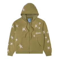 Stars patchwork washed hoodie-green