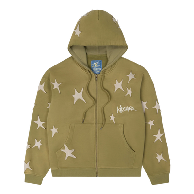Stars patchwork washed hoodie-green