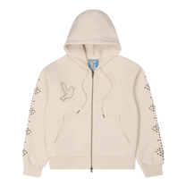 Dove &amp; Eye Studded Hoodie Vintage White