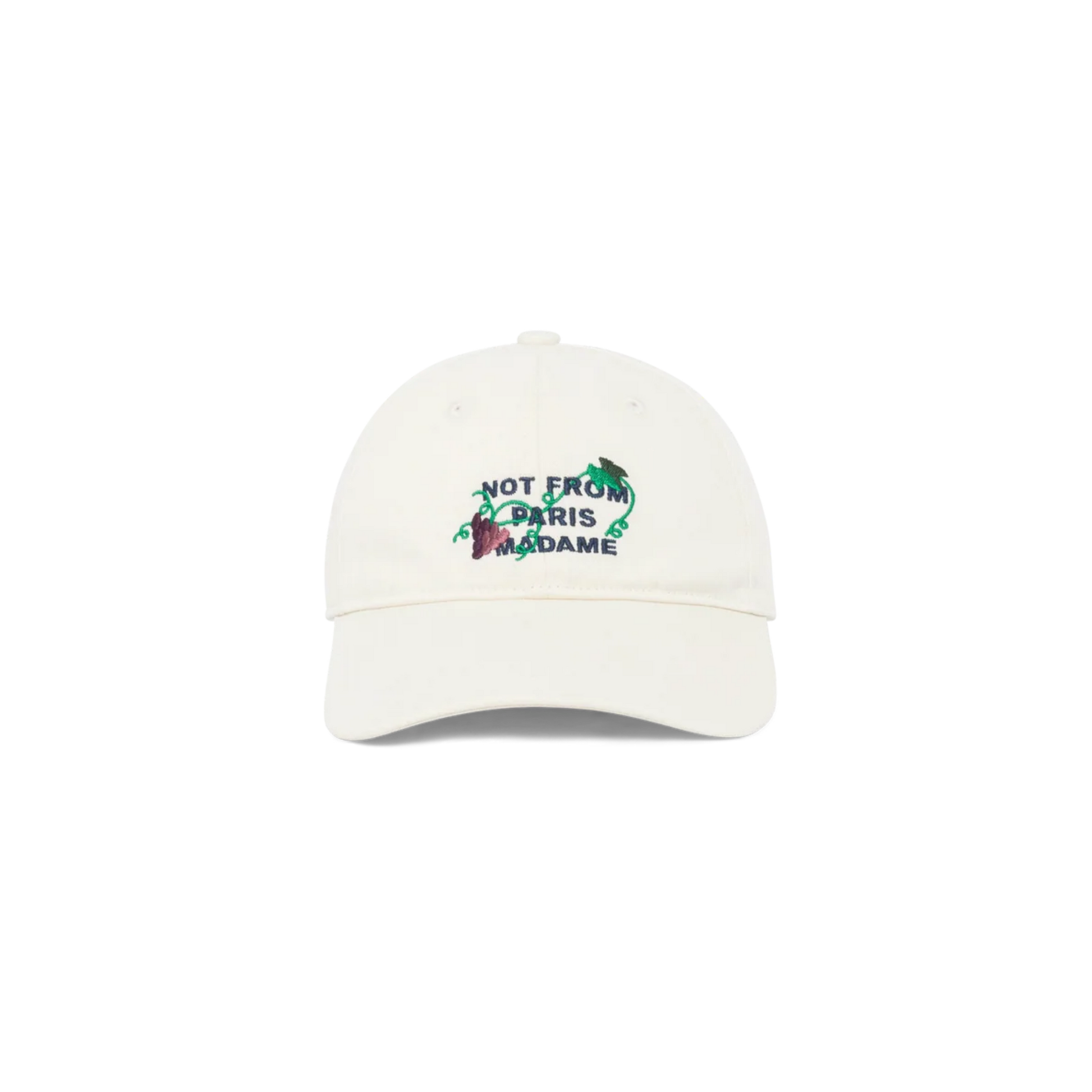 Vine Embroidered Slogan Cap Off White