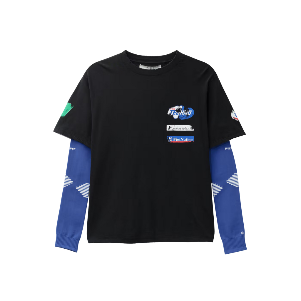 Piet F.C. Knitted Sleeve T-shirt - Vintage Black/Blue