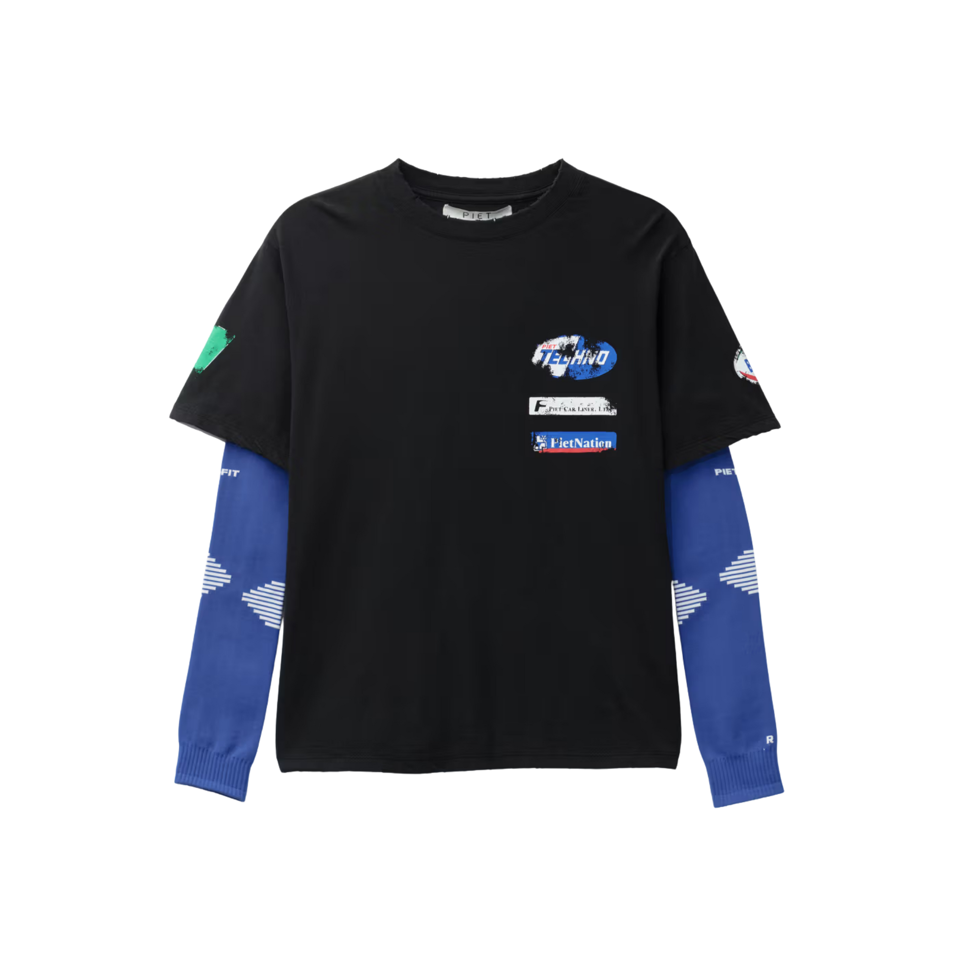Piet F.C. Knitted Sleeve T-shirt - Vintage Black/Blue