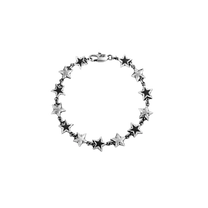 Black Enameled Stars Bracelet Silver