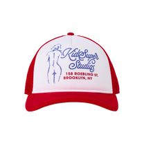 Puff print Trucker Hat-Red