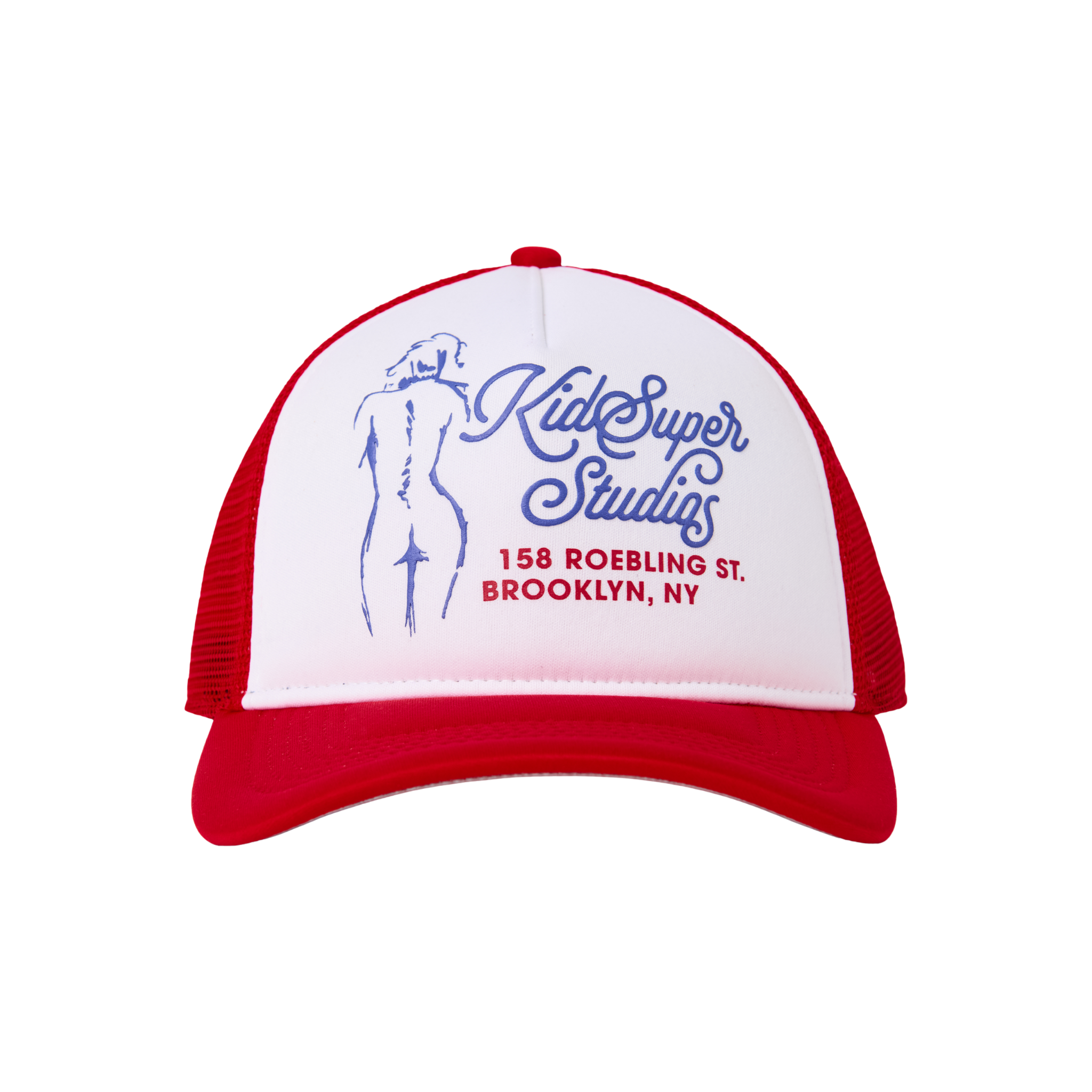 Puff print Trucker Hat-Red