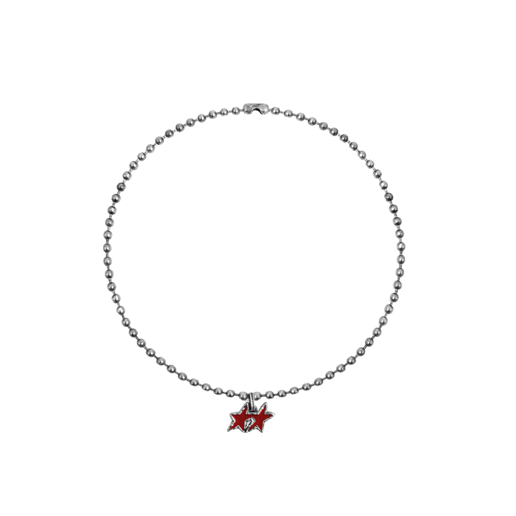 Red Melted Stars Ball Necklace