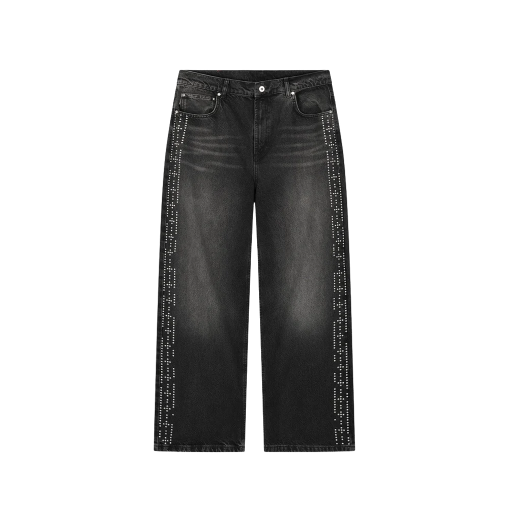 PESO BLACK STUDDED DENIM JEANS