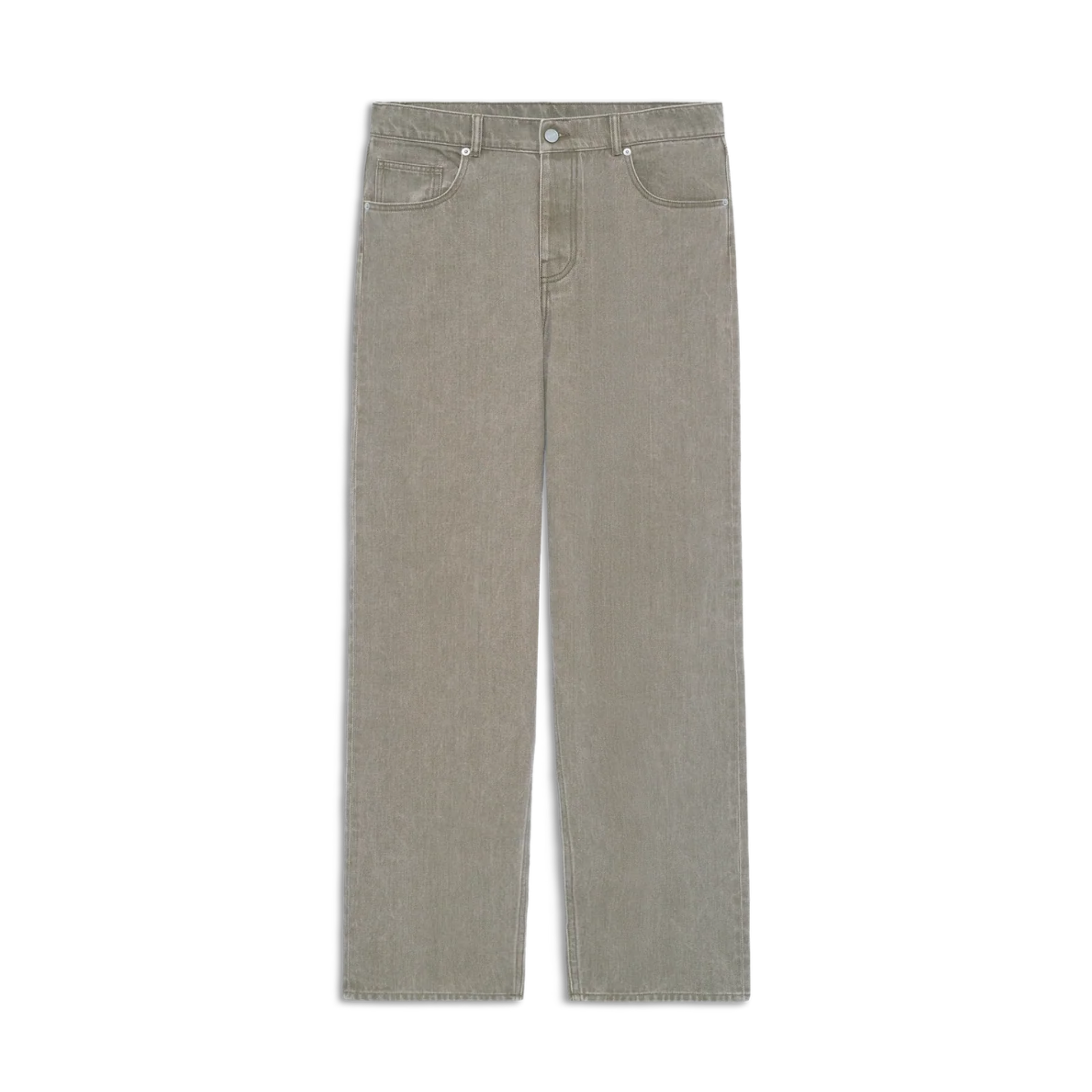 Washed Khaki Straight Jeans
