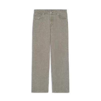 Washed Khaki Straight Jeans