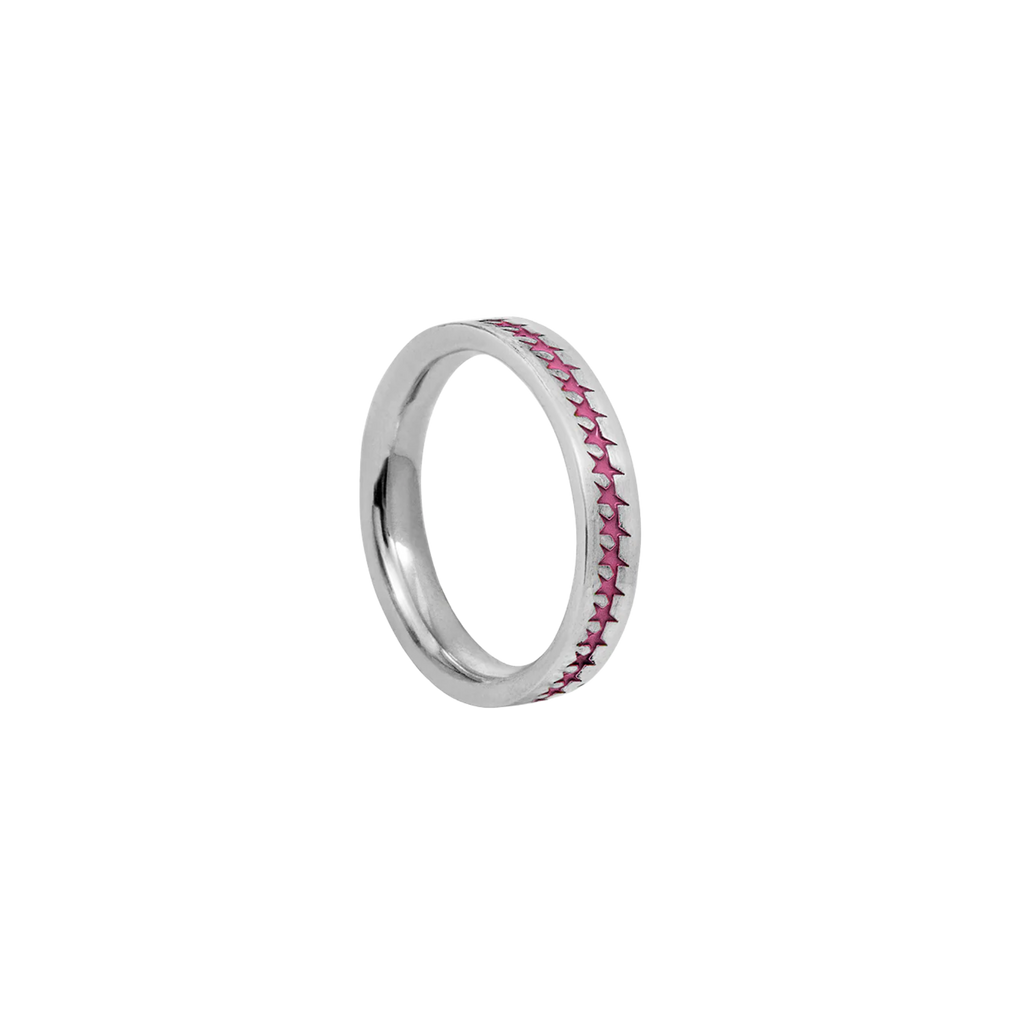 Pink Enameled Starline Ring