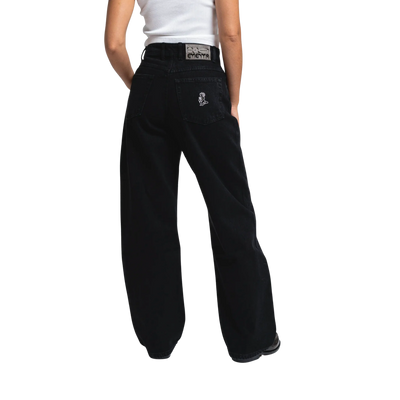 LOOFA IKON FLOWER DENIM PANTS BLACK
