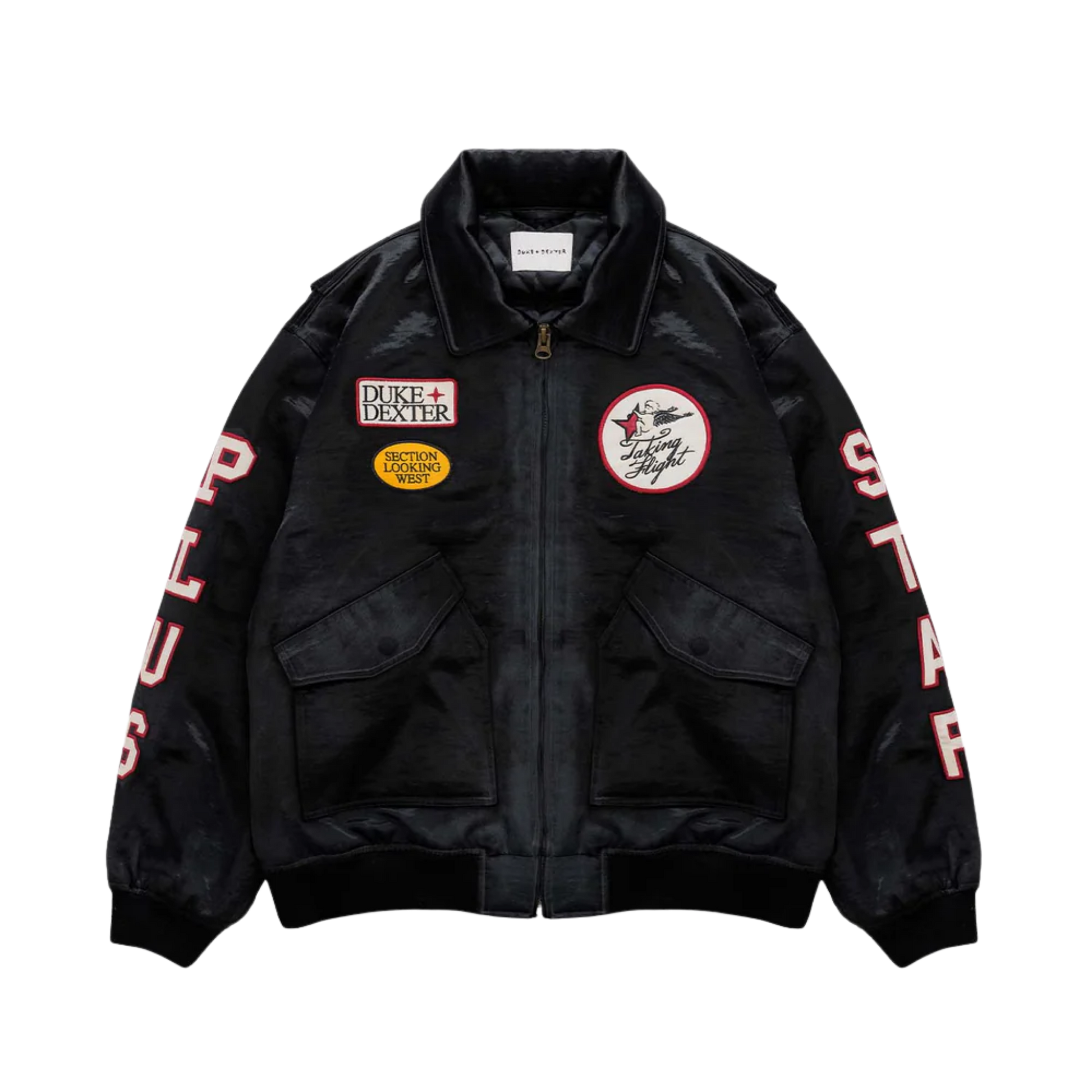 Plus Black Satin Bomber Jacket