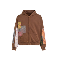 Tapestry Patchwork Zip Up Brown