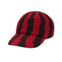 Striped Crochet Cap Red