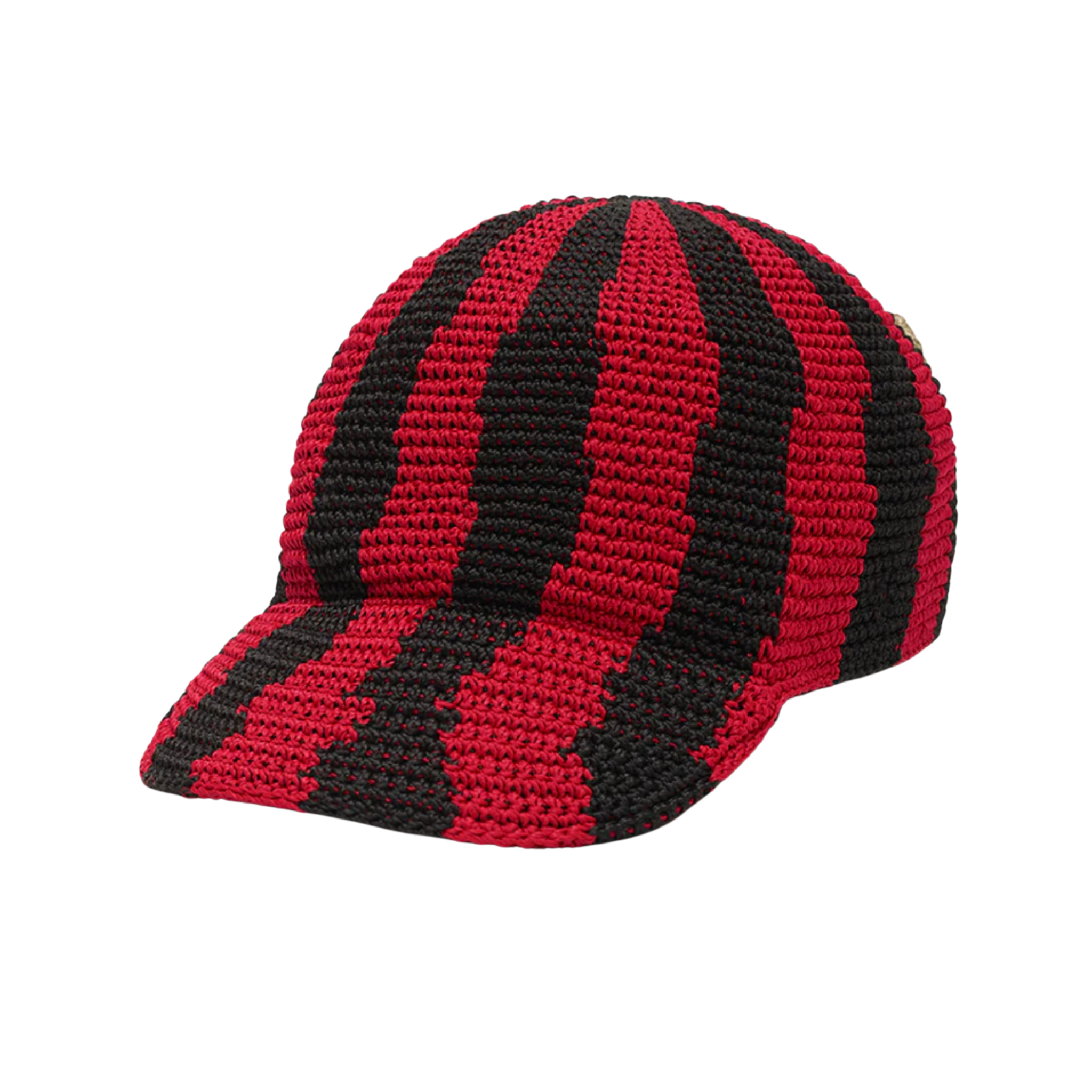Striped Crochet Cap Red