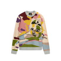 Hand Embroidered Jacquard Girl Face Sweater