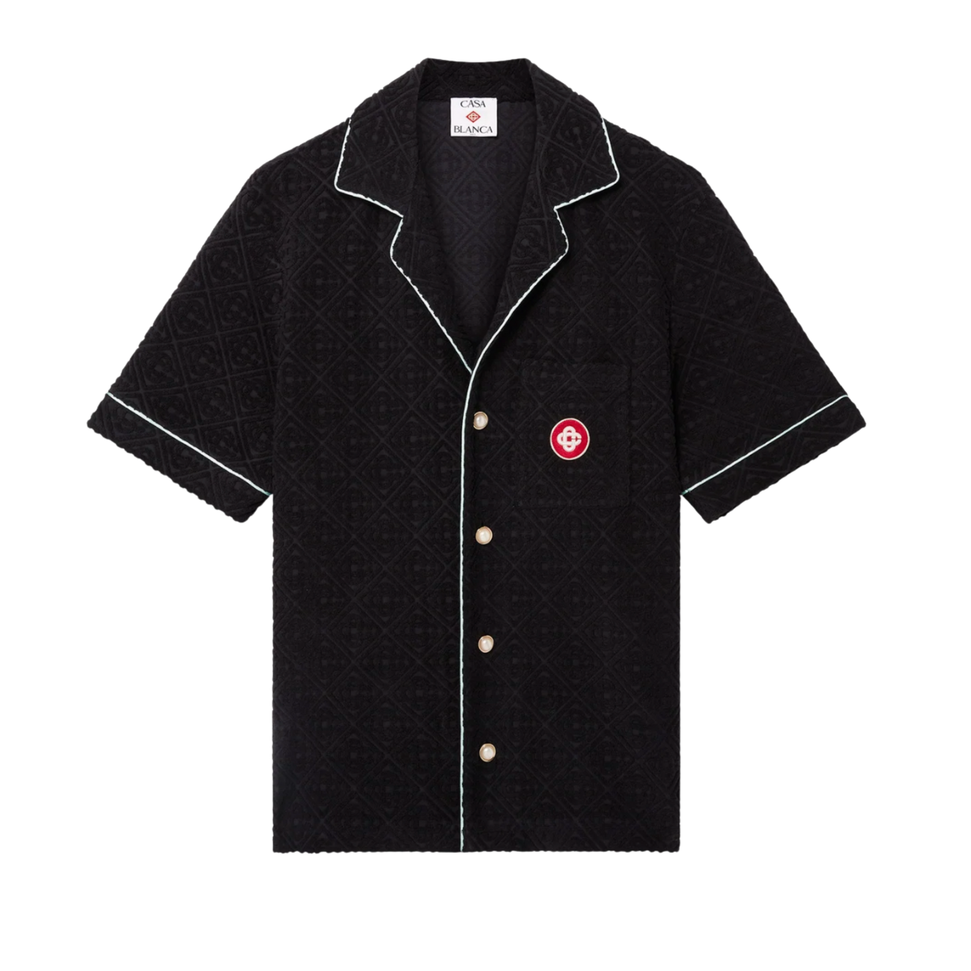 Monogram Jacquard Short Sleeve Towelling Shirt Black