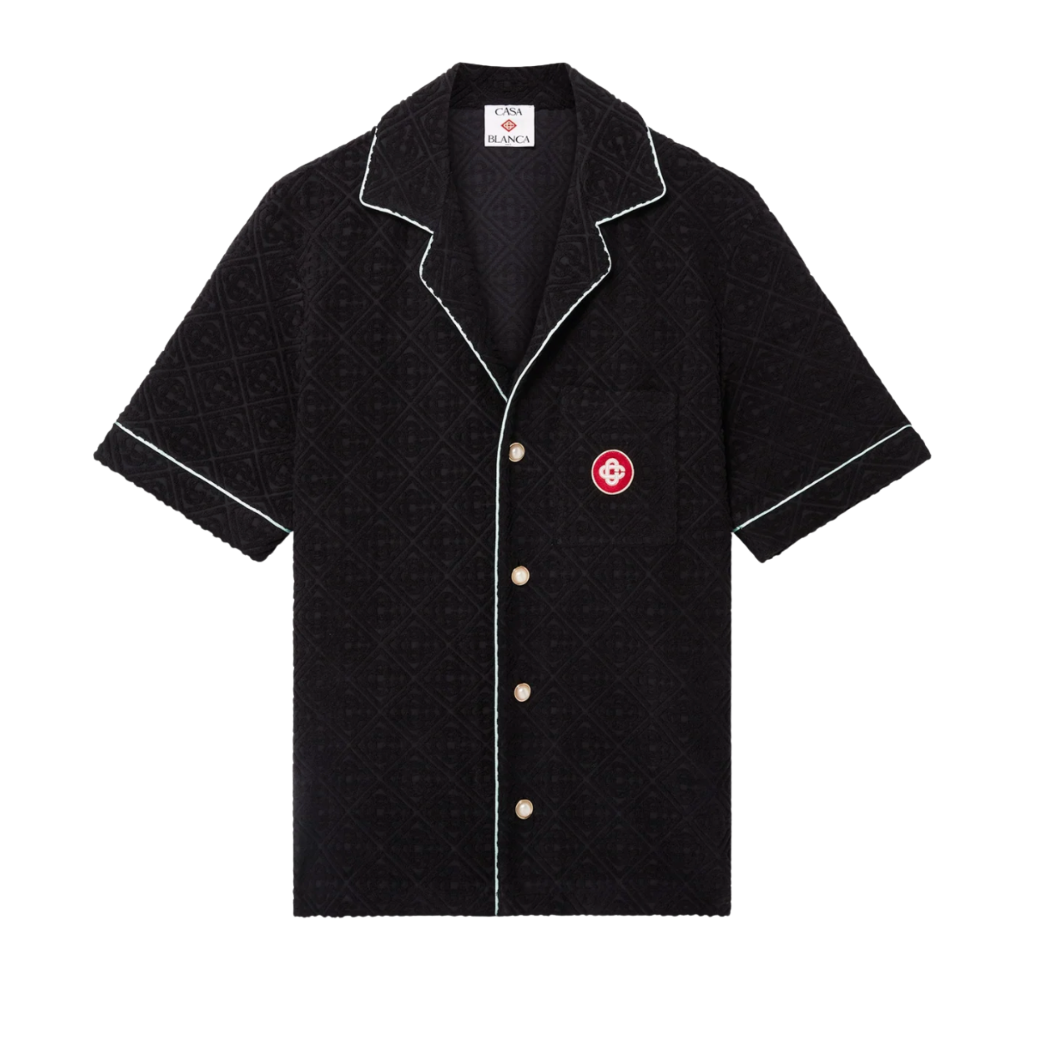 Monogram Jacquard Short Sleeve Towelling Shirt Black