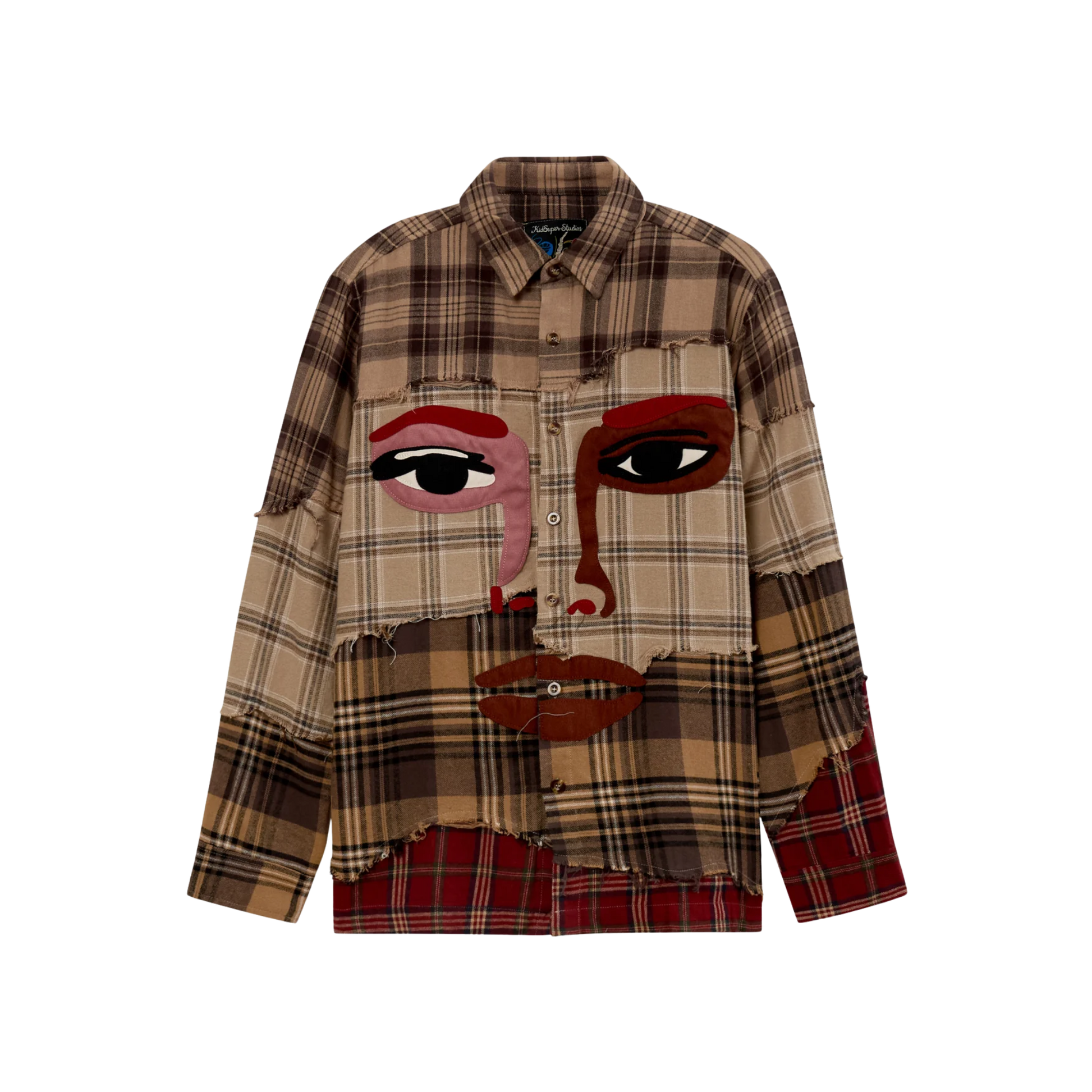 Face Patchwork Flannel Brown