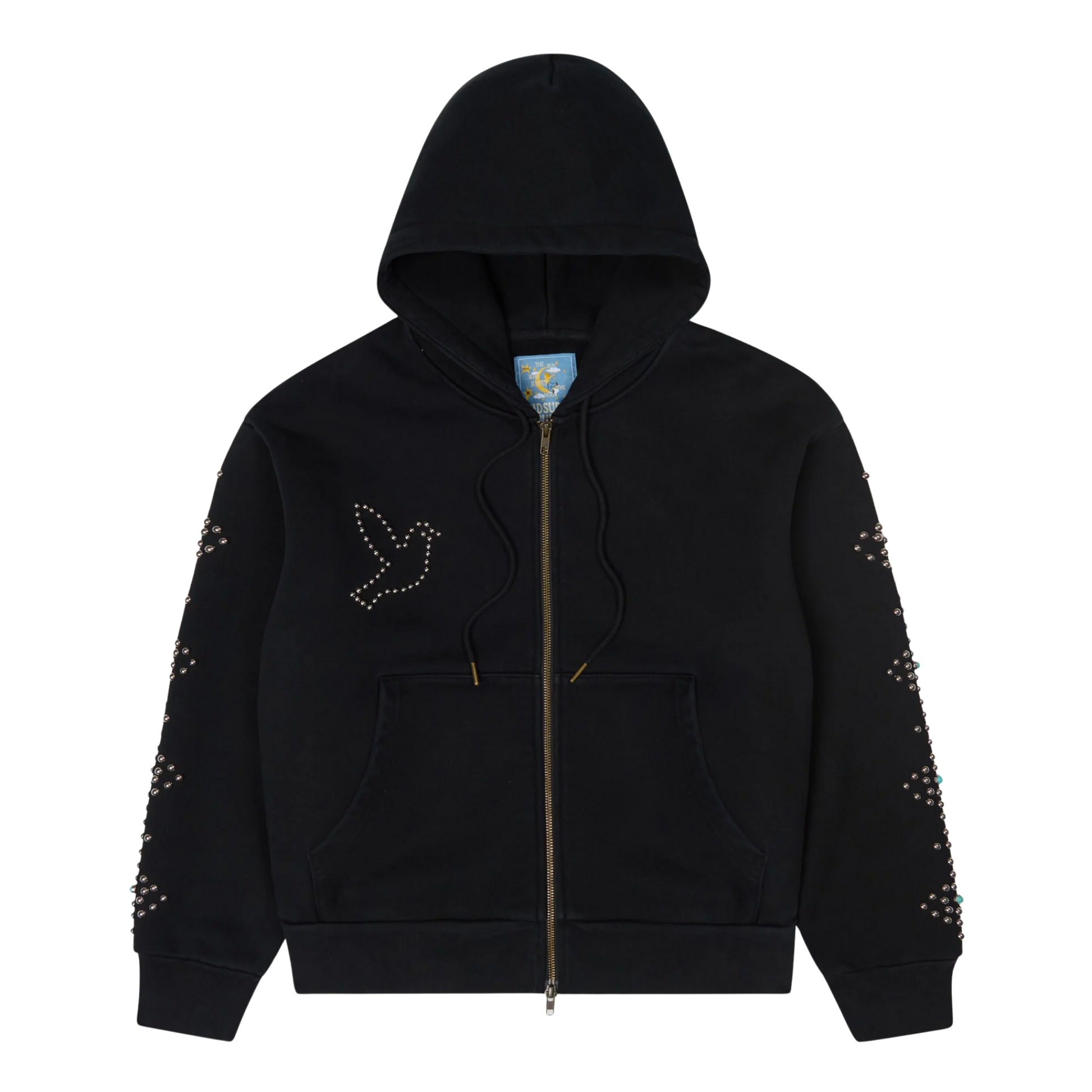 Dove &amp; Eye Studded Hoodie Black