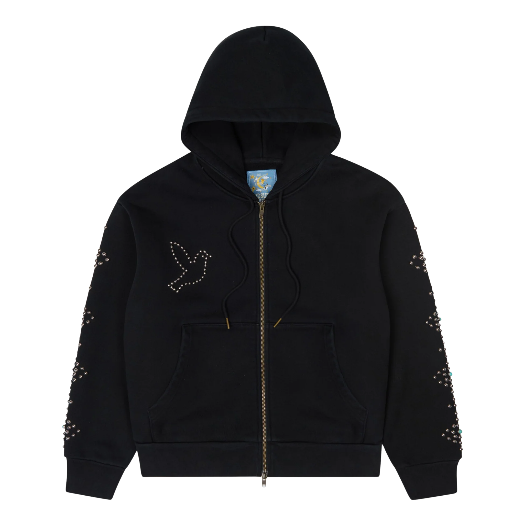 Dove &amp; Eye Studded Hoodie Black