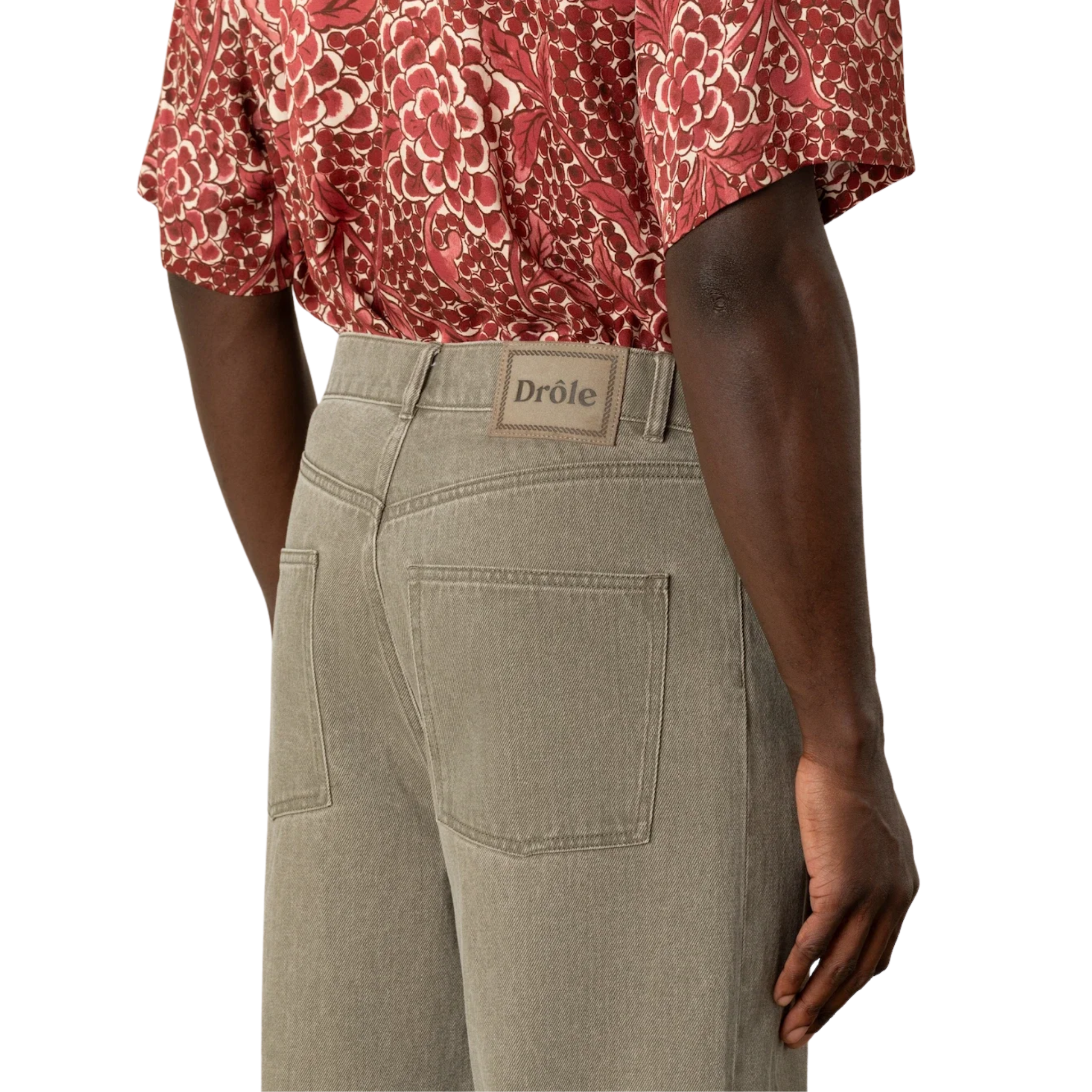 Washed Khaki Straight Jeans