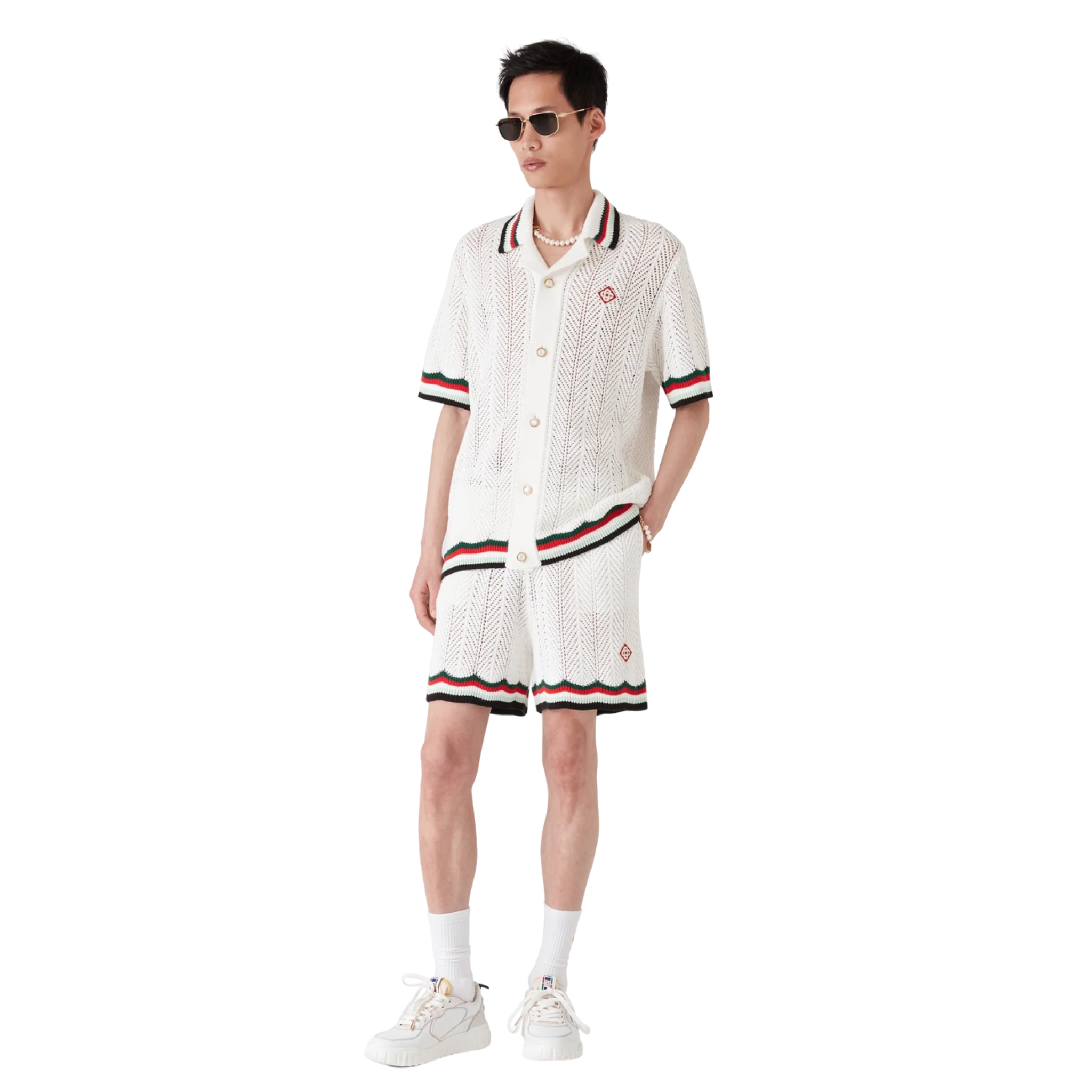 Cotton Montagne Ondulee Short Sleeve Crochet Shirt