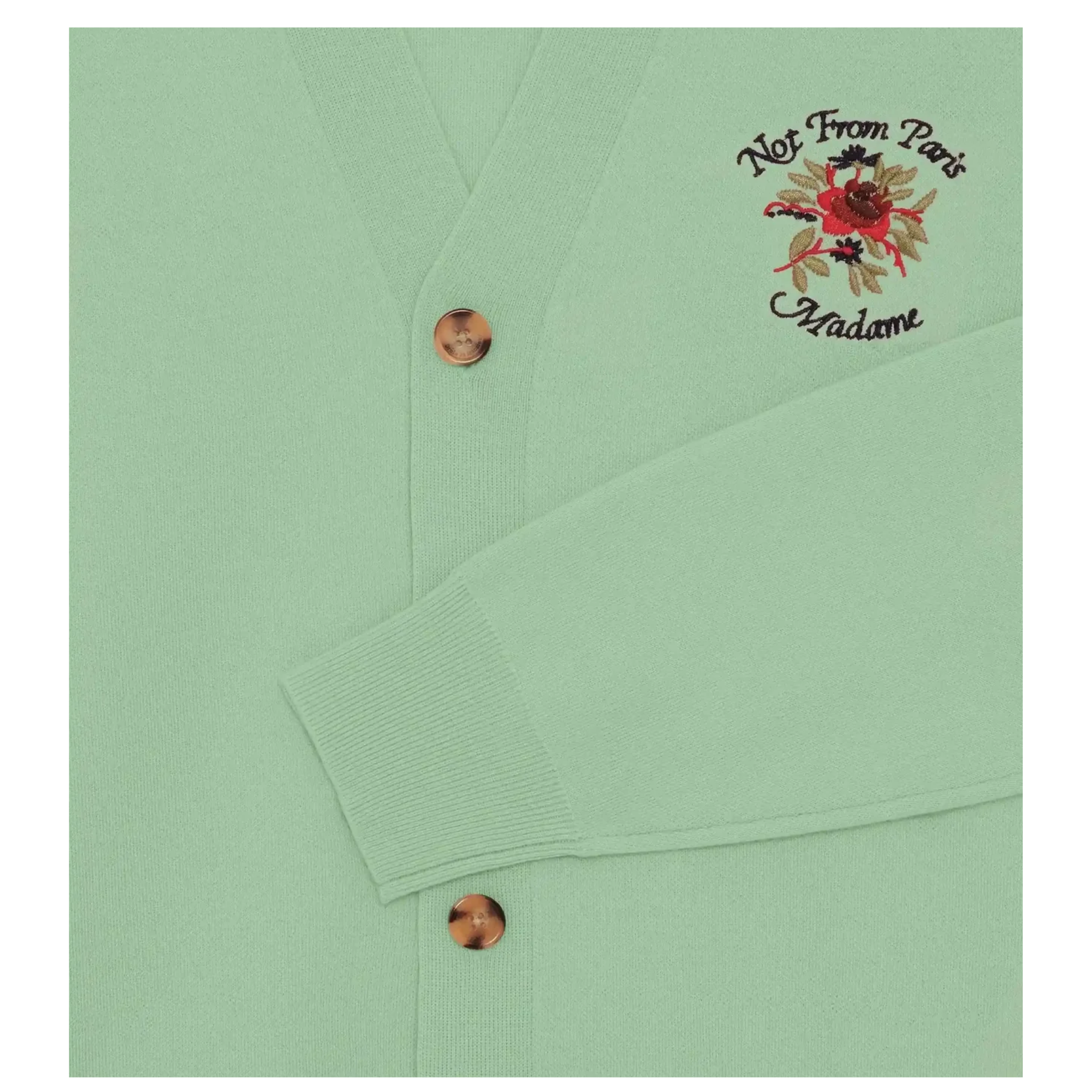 Cardigan Slogan Rose Green