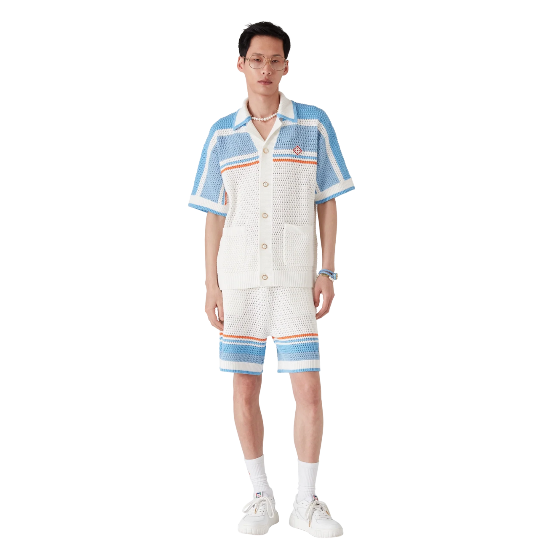 Cotton Tennis Short Sleeve Crochet Shirt