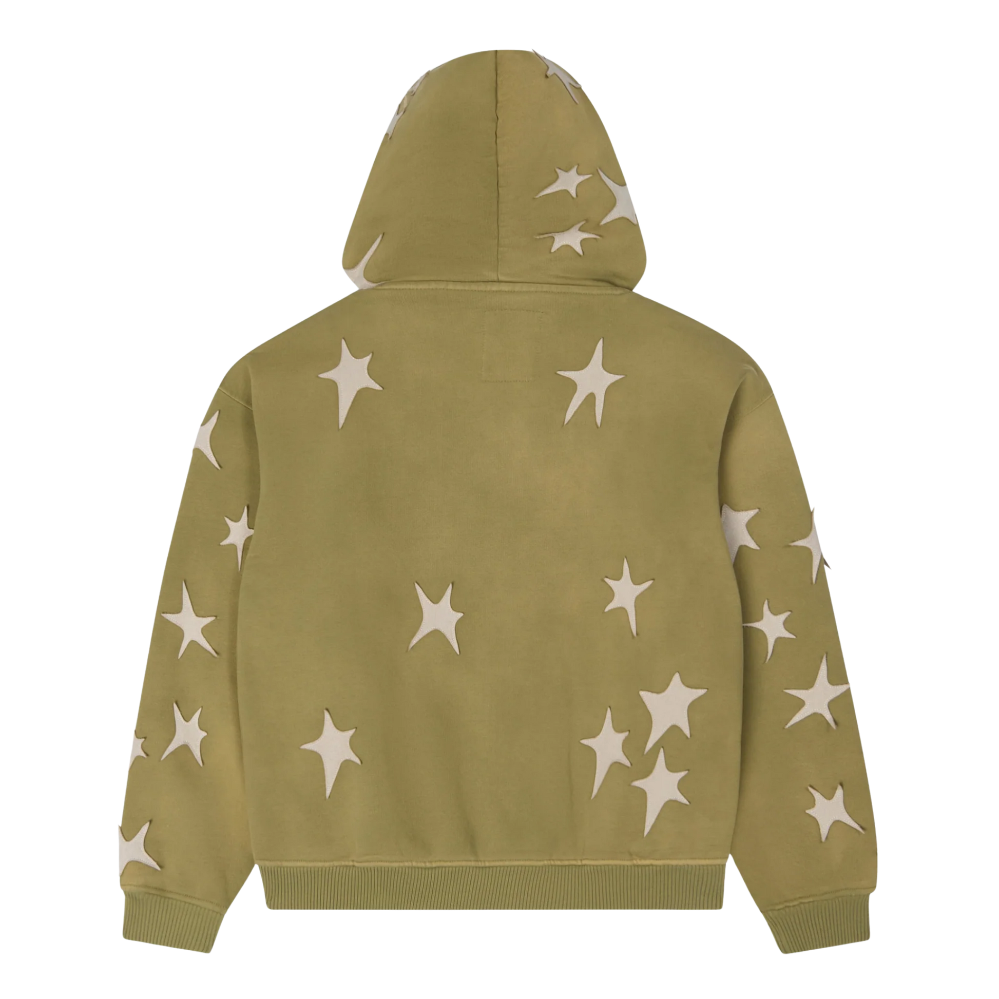 Stars patchwork washed hoodie-green