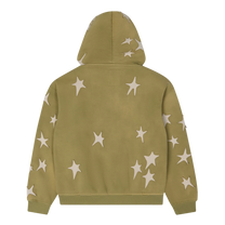 Stars patchwork washed hoodie-green