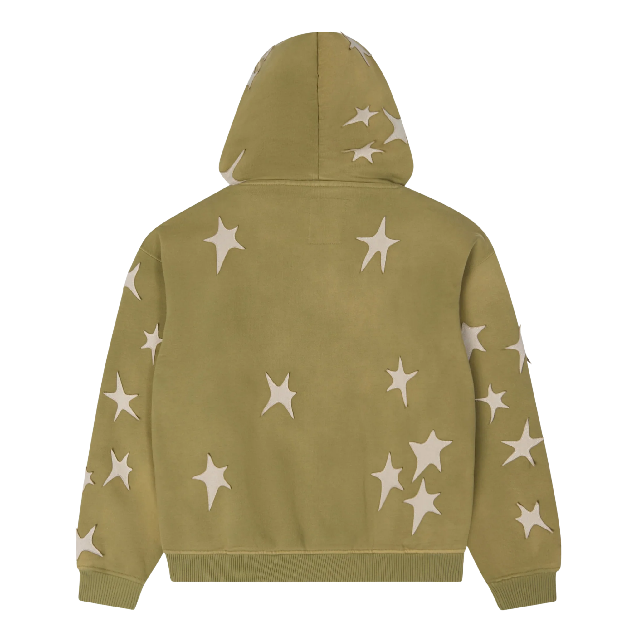 Stars patchwork washed hoodie-green
