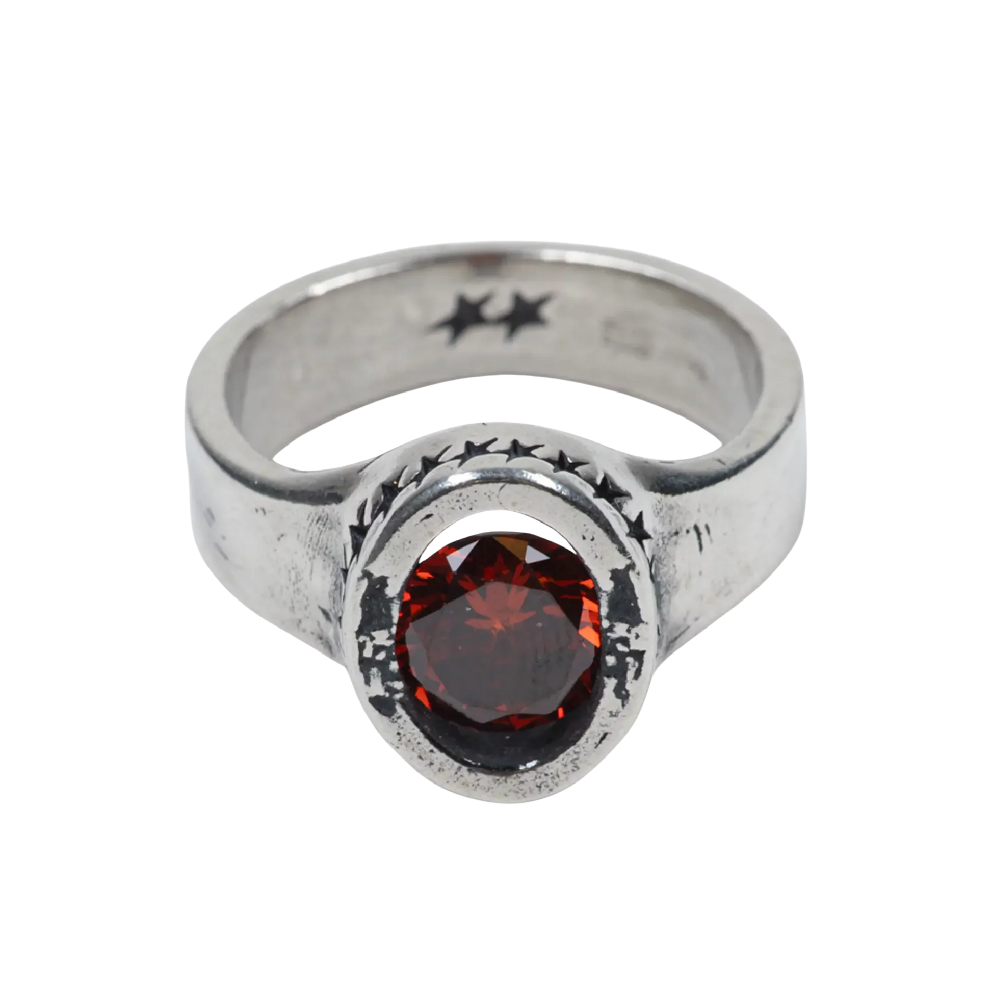 Icon Link Ruby Ring Silver