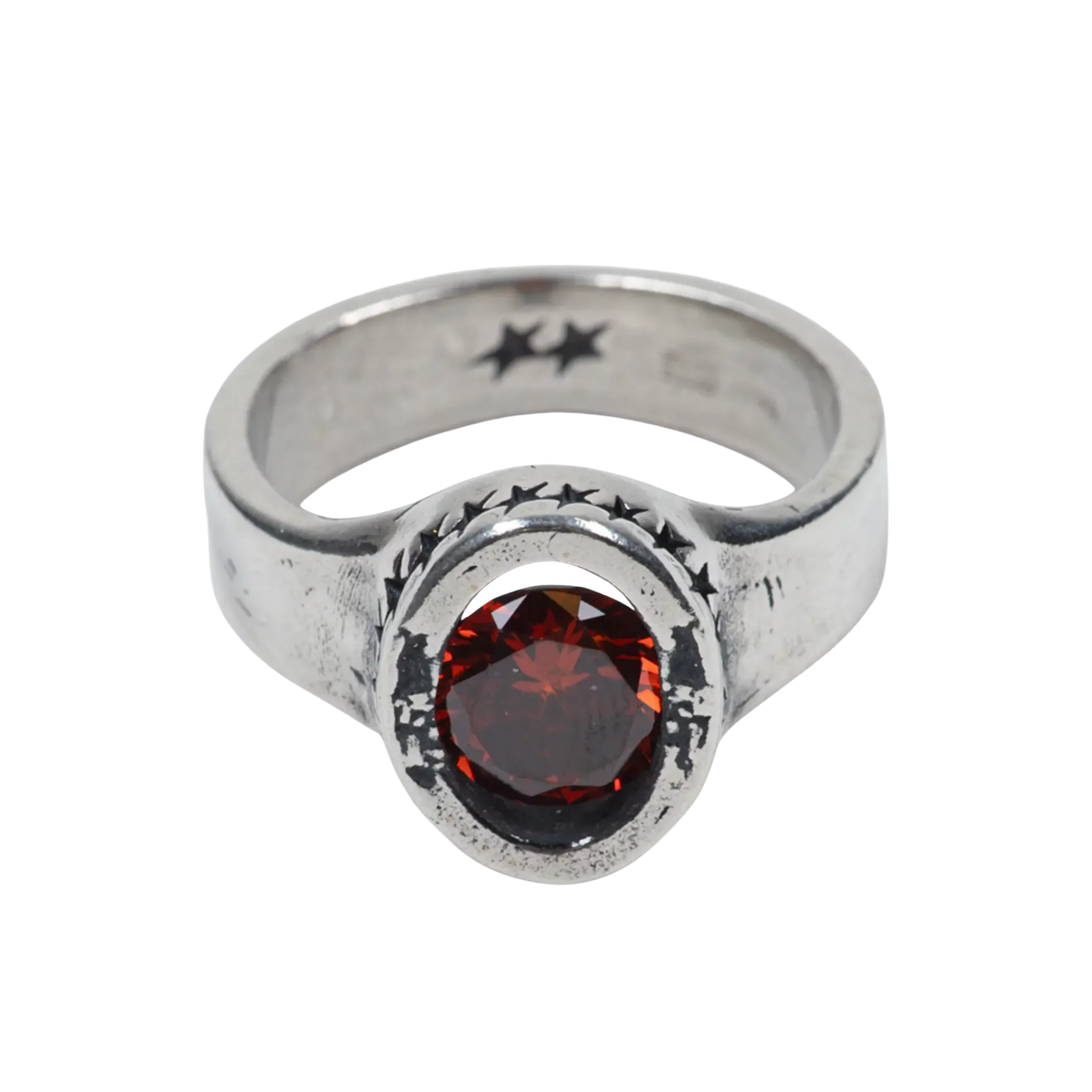 Icon Link Ruby Ring Silver