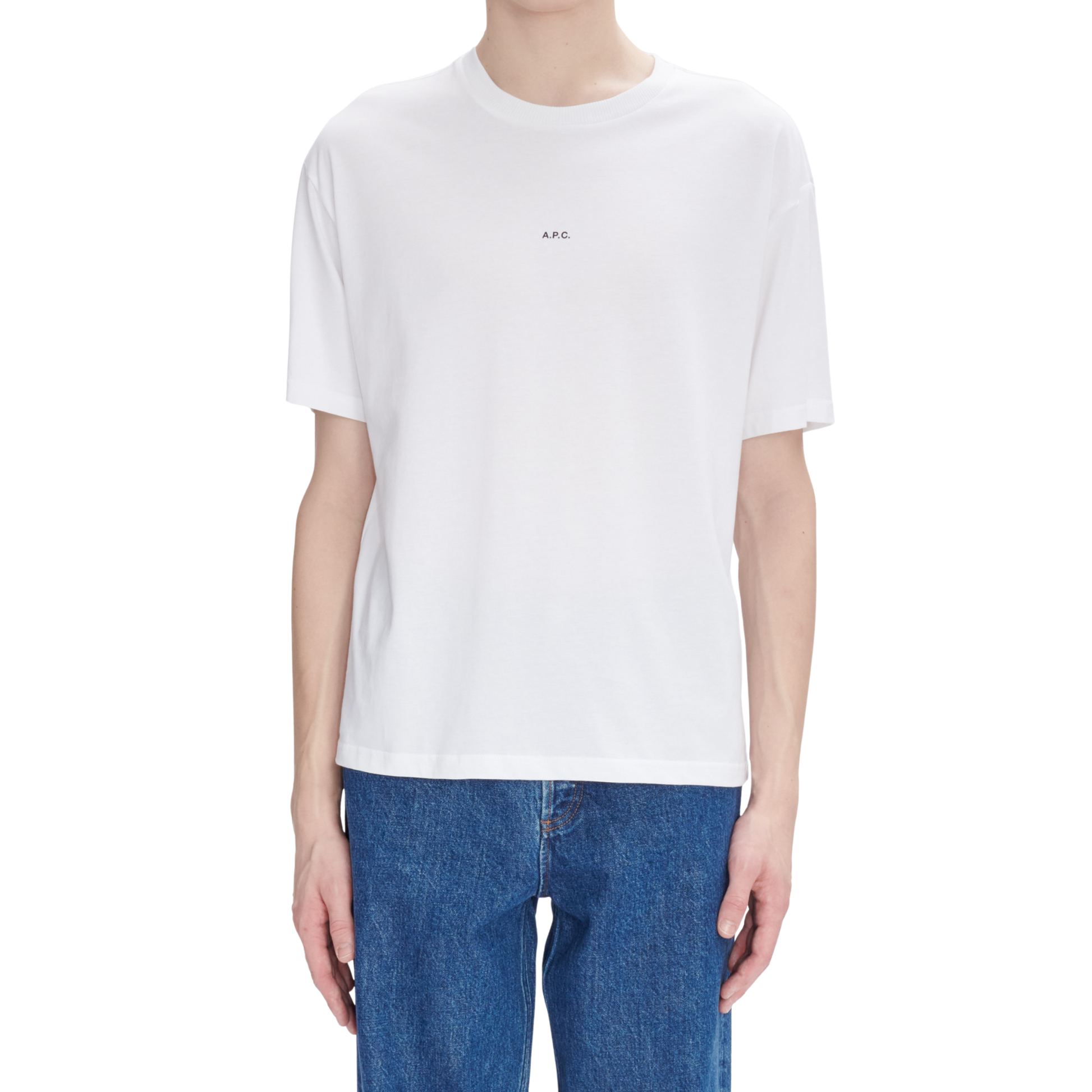 t-shirt boxy micro logo blanc