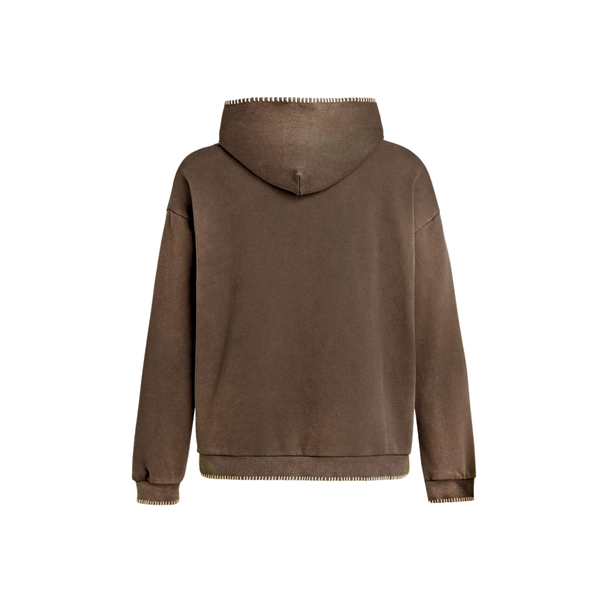Stitched Border Logo Hoodie Brown