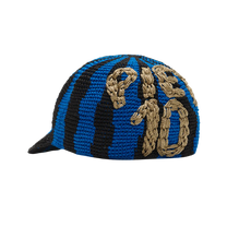 Striped Crochet Cap Blue