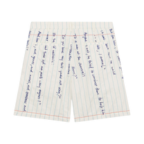 Paper Handwriting Pleated Short White
